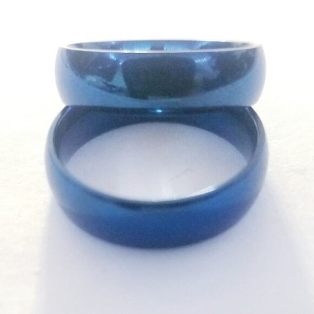 New blue tone‎ stainless steel ring size 8